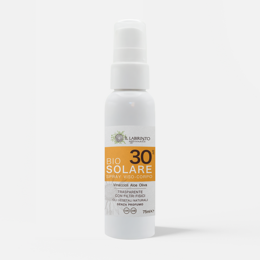 Bio solare spray spf 30 trasparente protezione alta filtro uv naturale