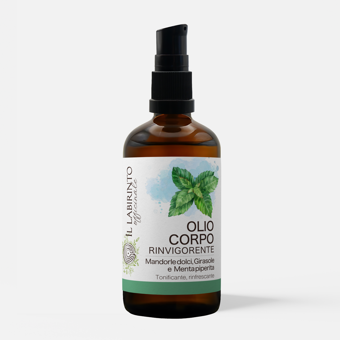 Olio corpo aromaterapico Menta Piperita rinvigorente tonico