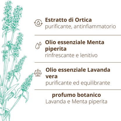 Shampoo purificante cute Ortica Lavanda Menta piperita