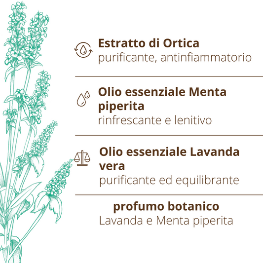 Shampoo purificante cute Ortica Lavanda Menta piperita